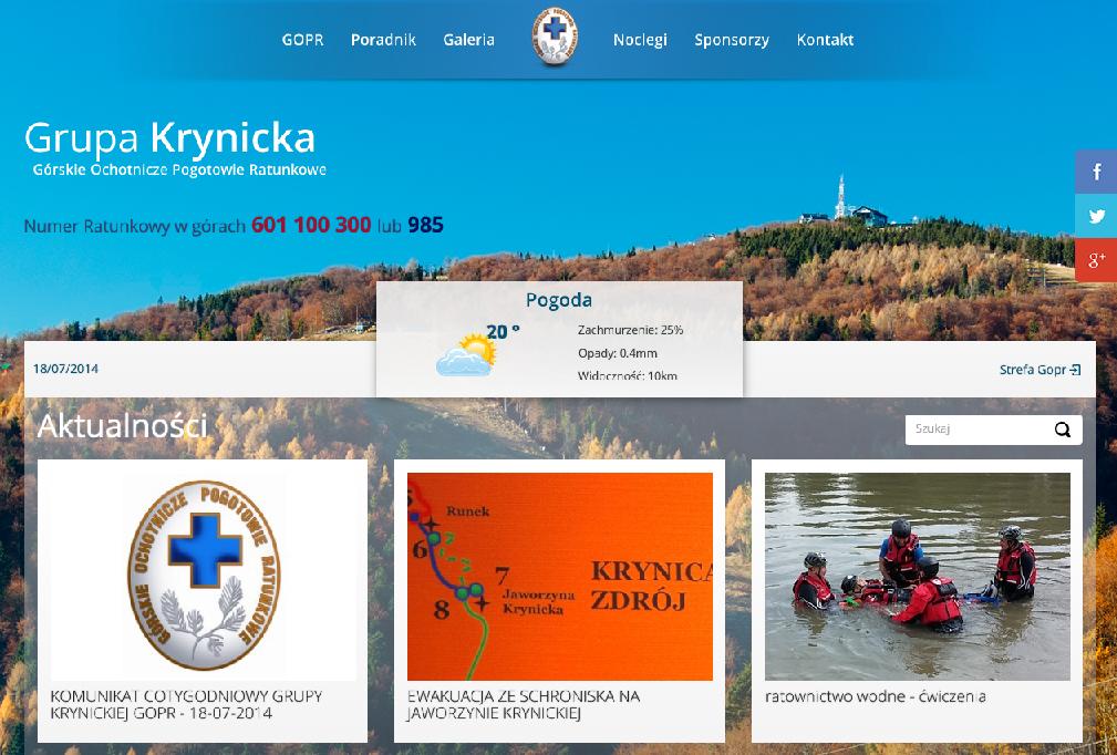 strona internetowa gopr-krynica.pl 