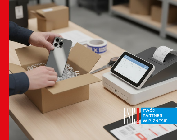 Obraz przedstawi�jacy sprzeda� elektroniki a kasa fiskalna