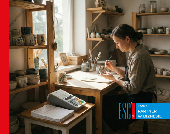 Obraz przedstawi�jacy sprzeda� r�kodzie�a a kasa fiskalna-kiedy kasa jest...