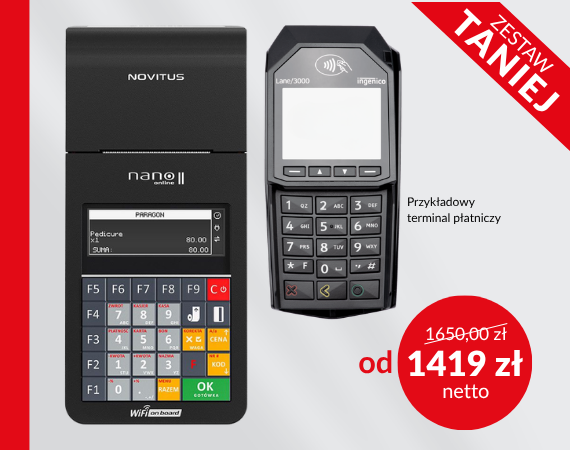 Kasa fiskalna Novitus Nano II online z terminalem p�atniczym. W zestawie TANIEJ!