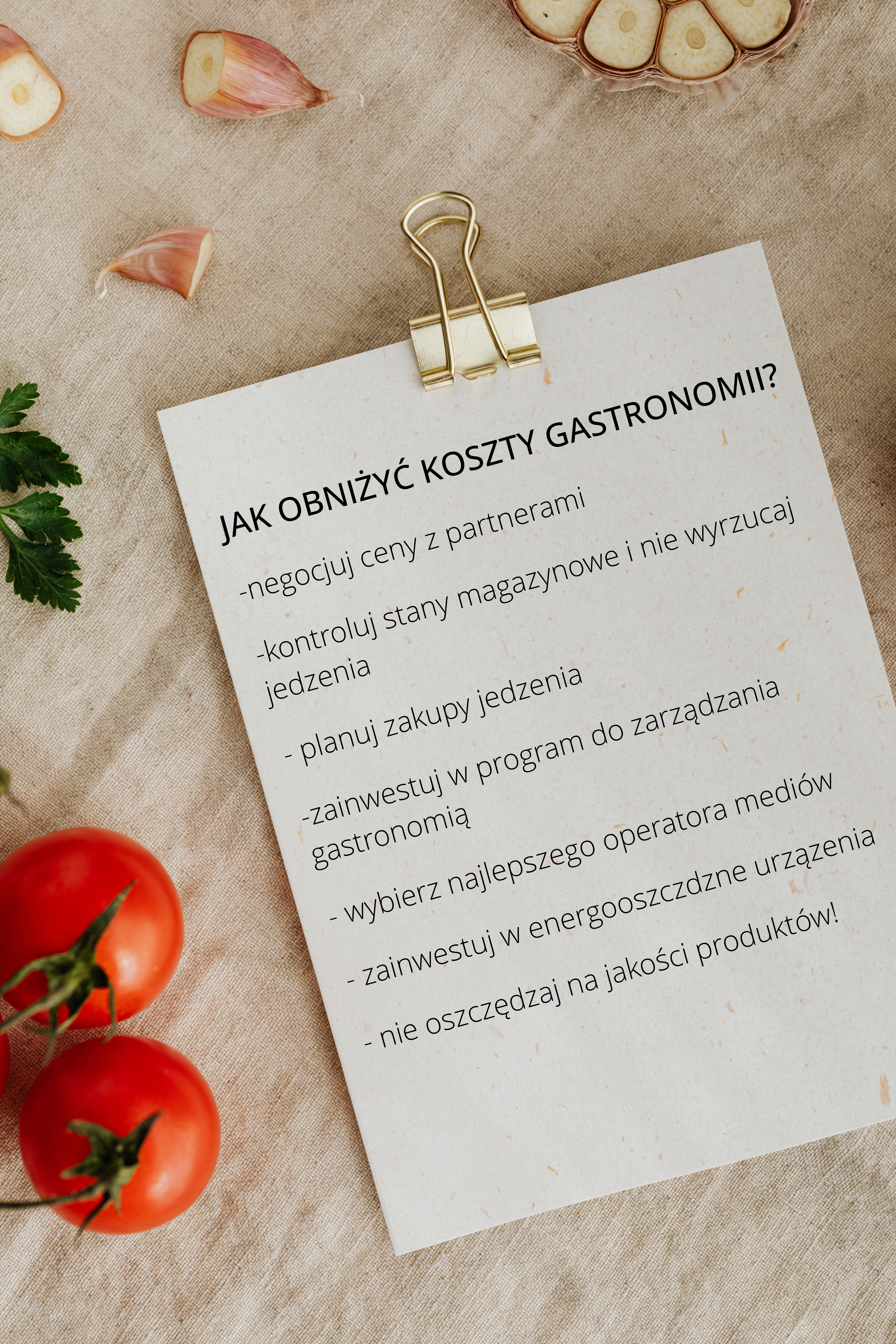 Grafika o tematyce jak obniy koszty w gastronomii?