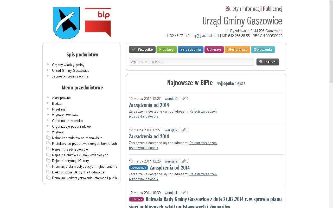 Zrzut ekranu VelaBIP Gaszowice