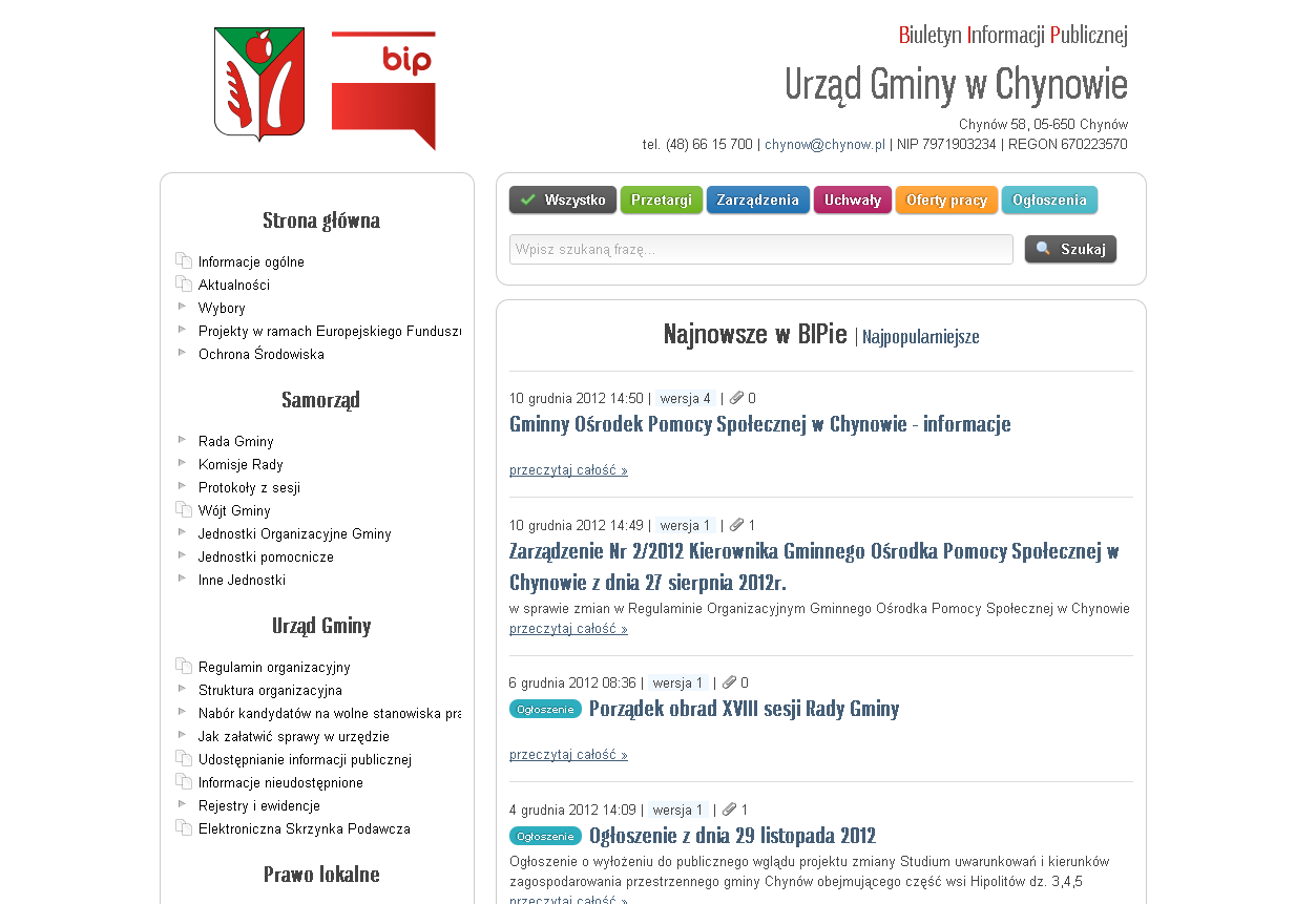 Urząd Gminy Chynów BIP