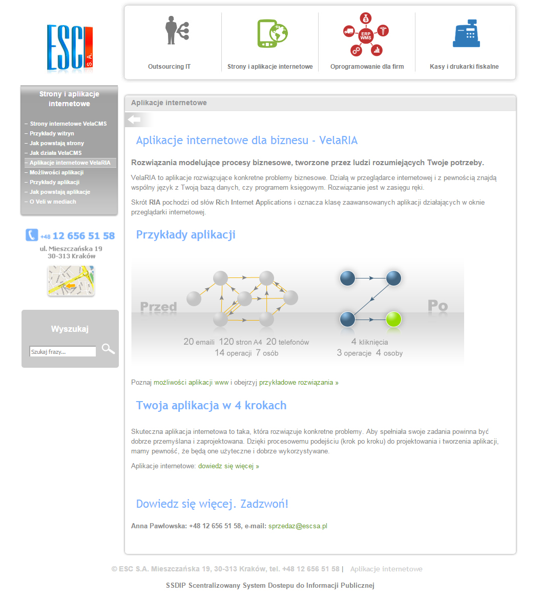 nowa odsona strony internetowej ESC SA