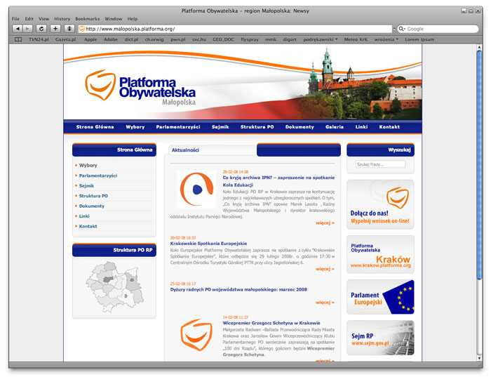 serwis internetowy Platformy Obywatelskiej regionu Małopolska